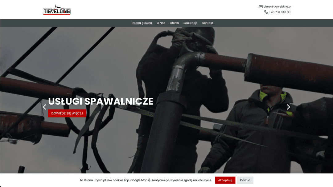 Realizacja strony internetowej TIGWELDING - Next.js i CMS Sanity.io